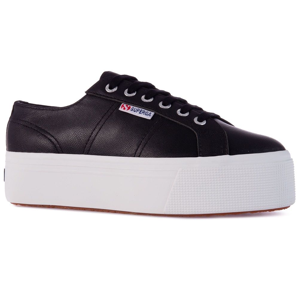 Superga 2790 Nappa Black Platform Sneakers - Women's Sneakers USA | US7853235